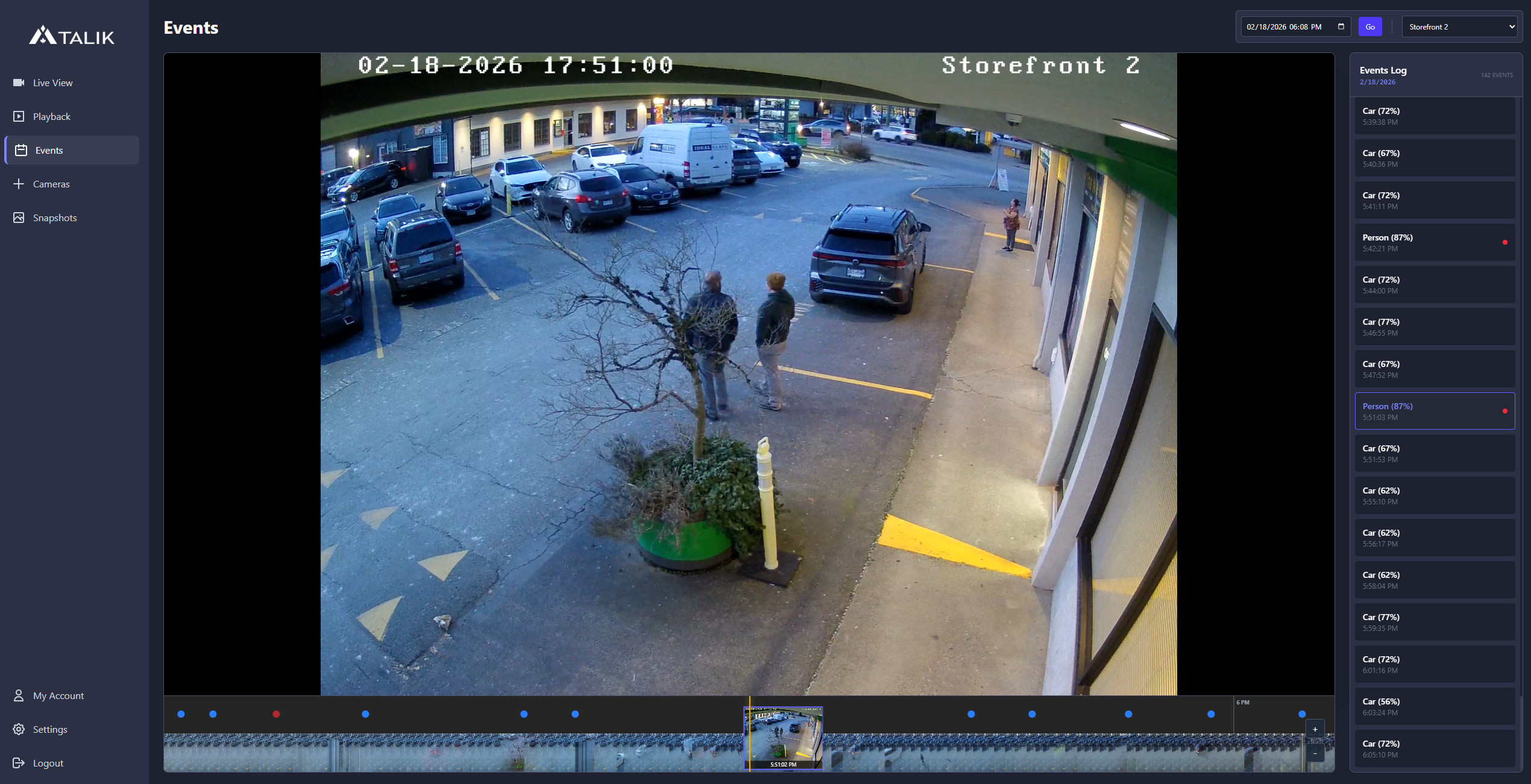 Talik NVR fluid timeline scrubbing and AI event playback